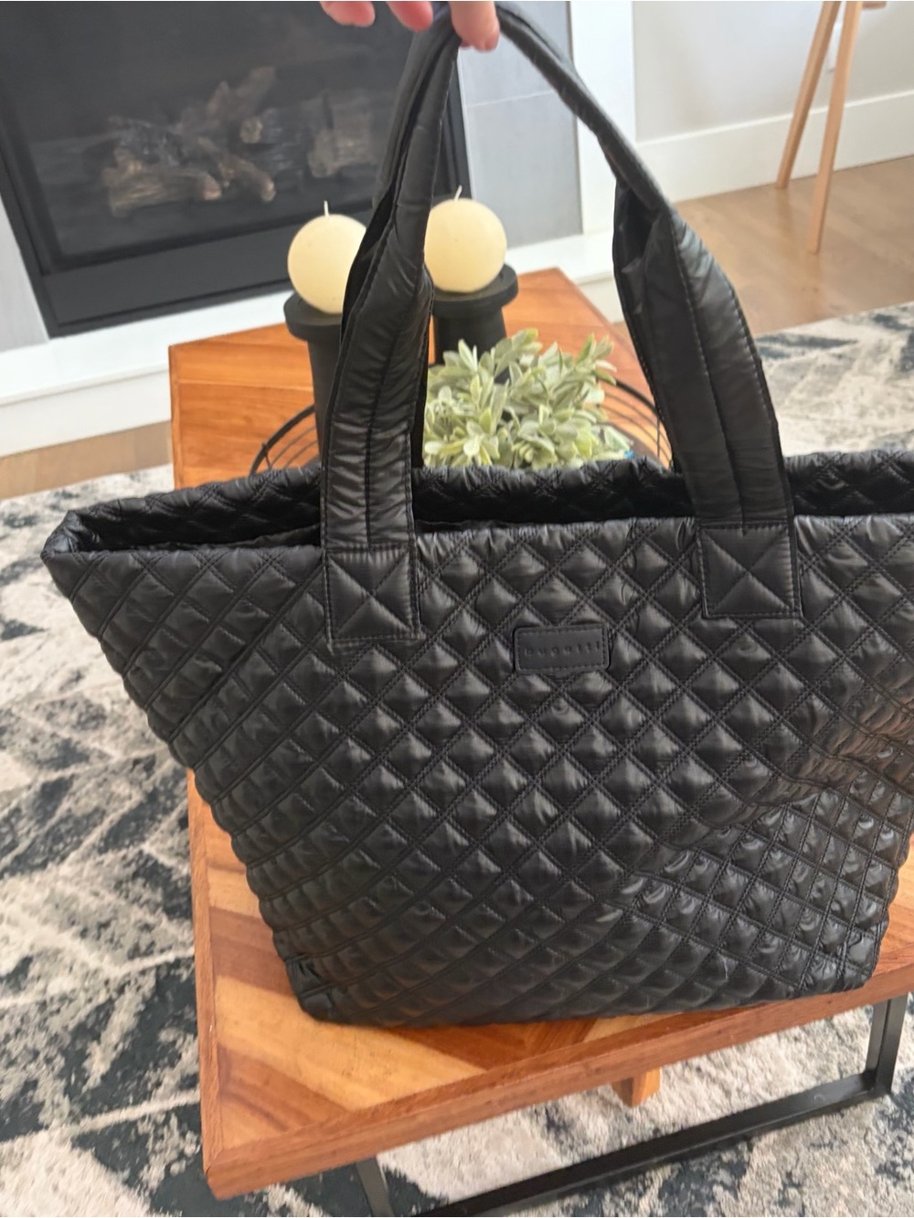 Quilted Black Tote Bag - Bugatti Bag